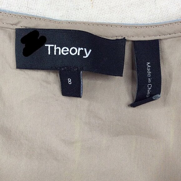 Theory Short Sleeve Utility Dress Womens Size 8 Eggshell Blue MISSING BELT STAIN - Picture 13 of 14